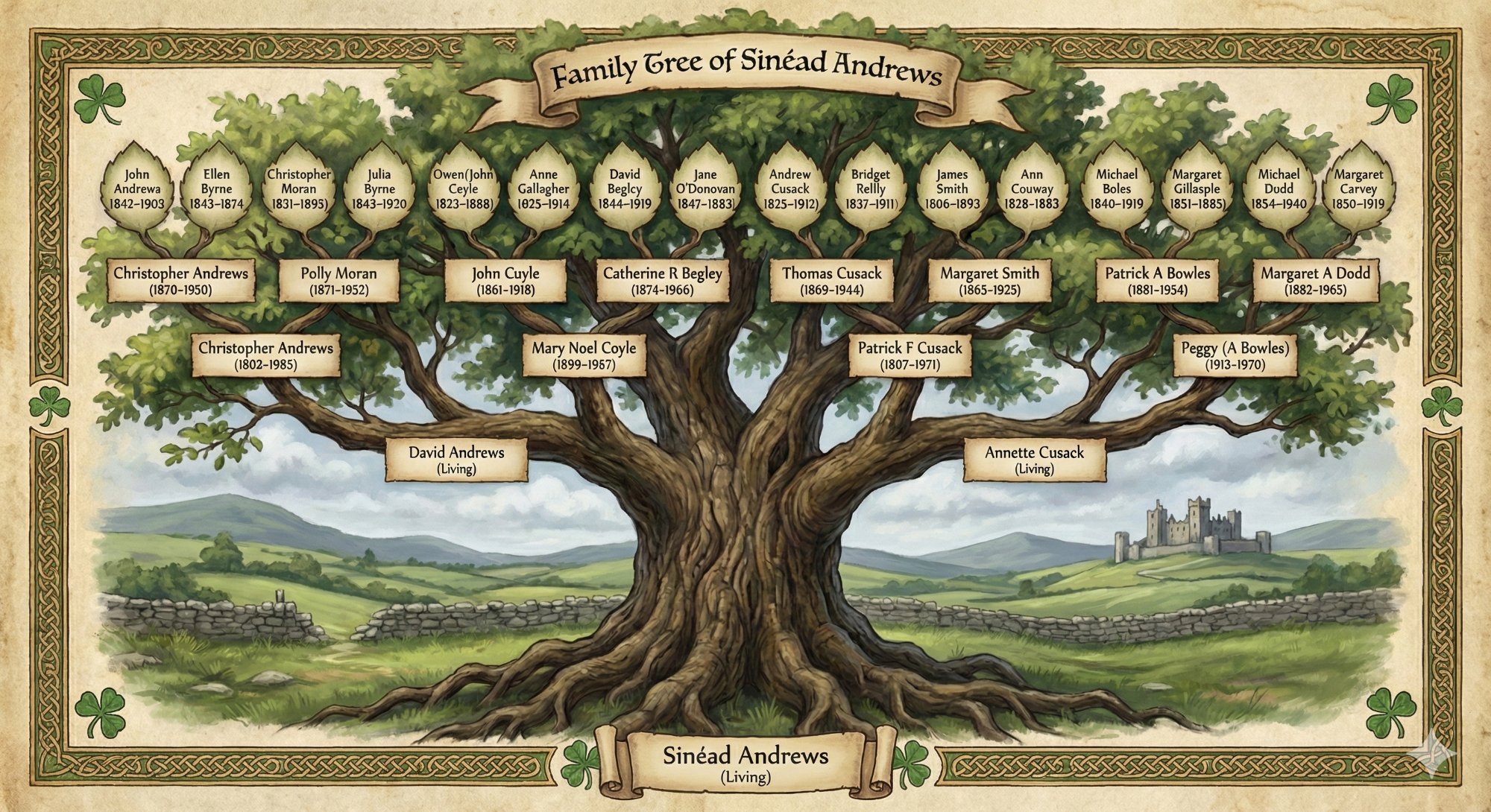 Four-Generation Family Tree example - Family Tree of Sinéad Andrews